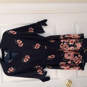 Navy Blue Floral Tunic, Size M
